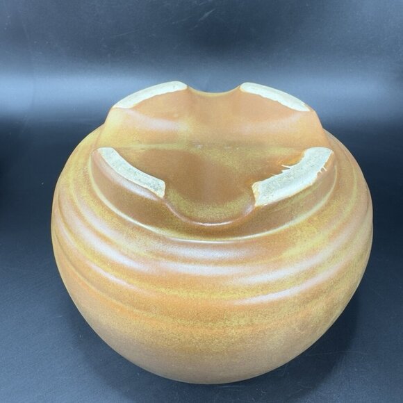 Vintage Footed Flower Pot Planter Bowl Pottery Brown Glaze MCM Decorative Decor - Picture 9 of 14